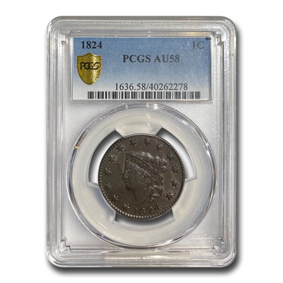 1824 Large Cent AU-58 PCGS 1824 Large Cent AU-58 PCGS