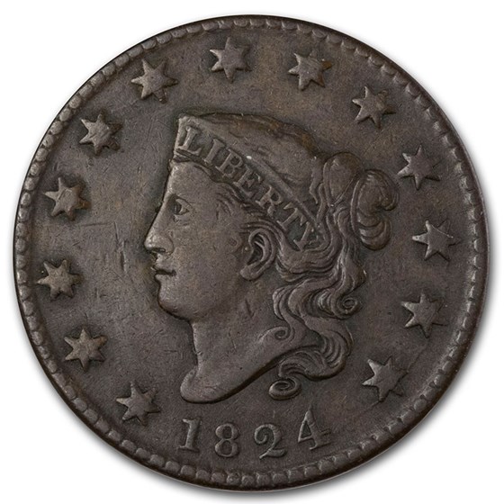 1824 Large Cent VF 1824 Large Cent VF