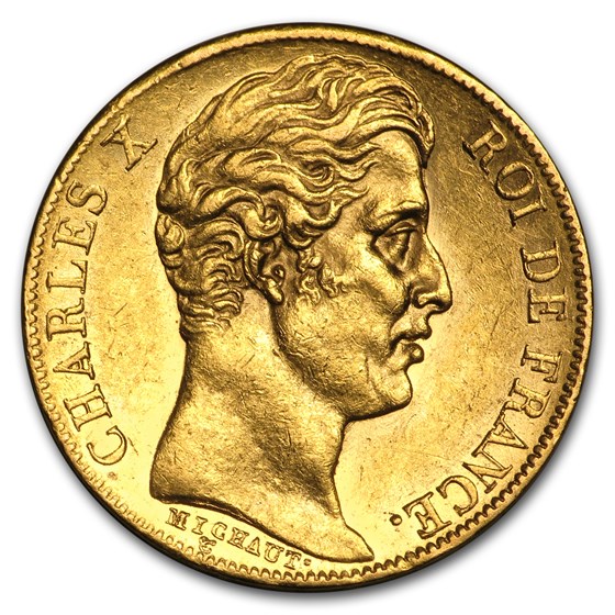1825-1830 France Gold 20 Francs Charles X (AU)