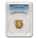 1825 $2.50 Capped Bust Gold Quarter Eagle MS-61 PCGS