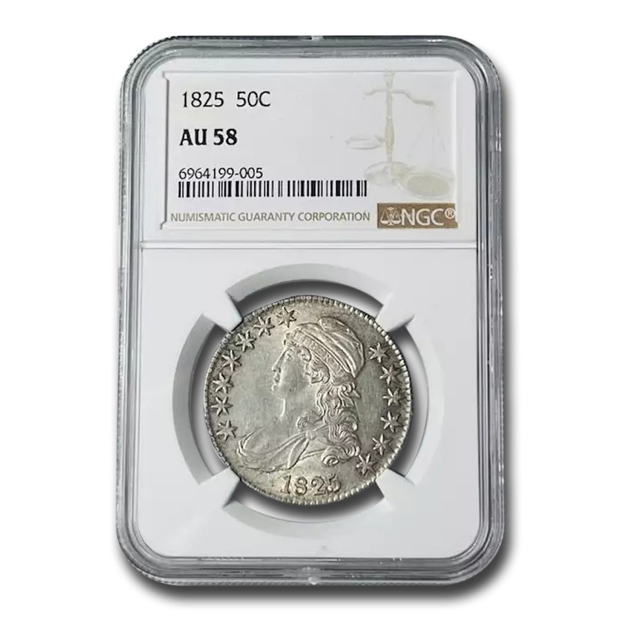 1825 Bust Half Dollar AU-58 NGC