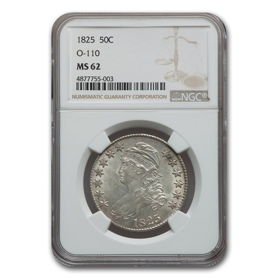 1825 Capped Bust Half Dollar MS-62 NGC (O-110) 1825 Capped Bust Half Dollar MS-62 NGC (O-110)