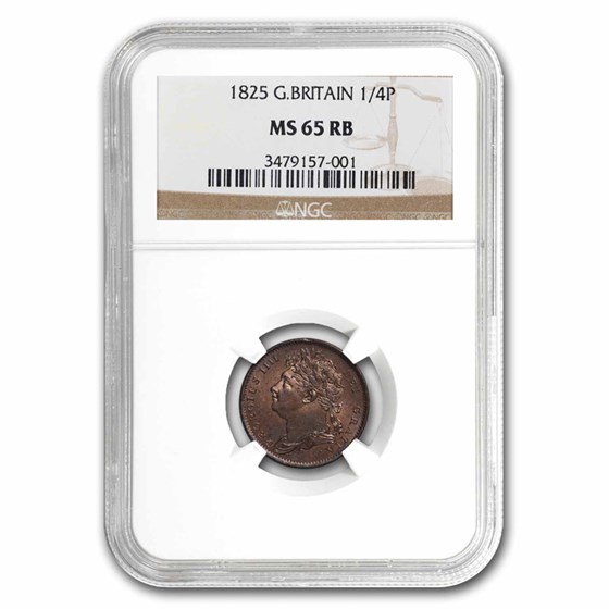 1825 Great Britain CU Farthing George IV MS-65 NGC (Red/Brown) 1825 Great Britain CU Farthing George IV MS-65 NGC (Red/Brown)