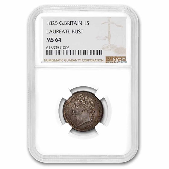 1825 Great Britain Silver Shilling George IV MS-64 NGC 1825 Great Britain Silver Shilling George IV MS-64 NGC