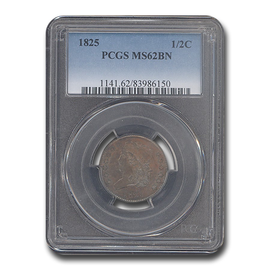 1825 Half Cent MS-62 PCGS (Brown)