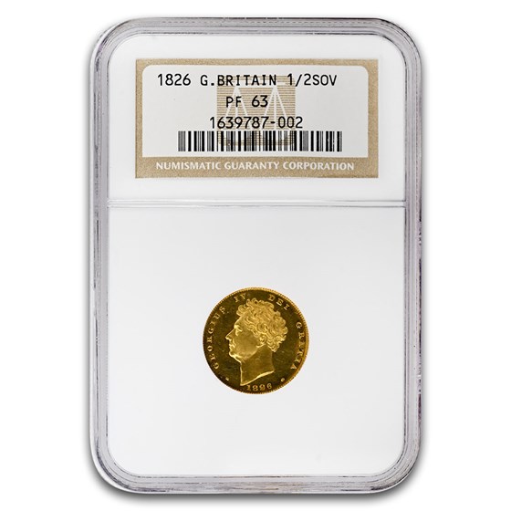 1826 Great Britain Gold Half Sovereign George IV PF-63 NGC