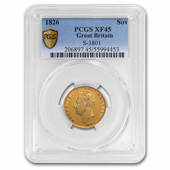 1826 Great Britain Gold Sovereign George IV XF-45 PCGS