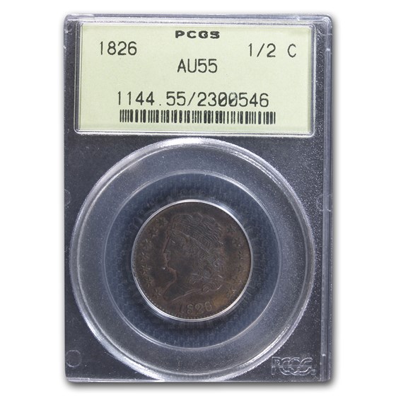 1826 Half Cent AU-55 PCGS (Brown) 1826 Half Cent AU-55 PCGS (Brown)
