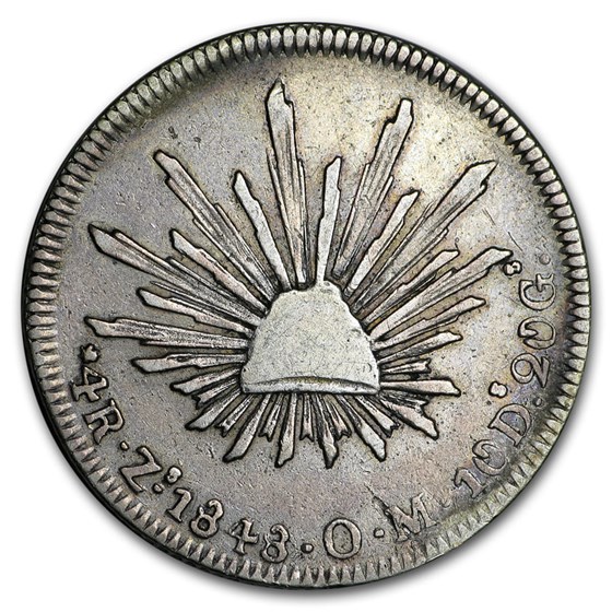 1827-1870 Mexico Silver 4 Reales Cap & Rays Avg Circ 1827-1870 Mexico Silver 4 Reales Cap & Rays Avg Circ