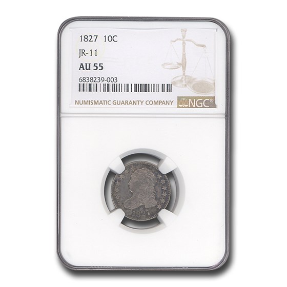 1827 Capped Bust Dime AU-55 NGC (JR-11) 1827 Capped Bust Dime AU-55 NGC (JR-11)