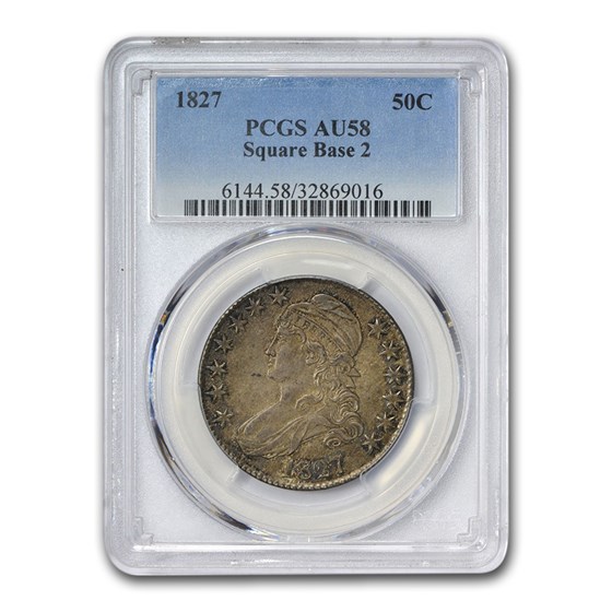 1827 Capped Bust Half Dollar AU-58 PCGS (Square Base 2) 1827 Capped Bust Half Dollar AU-58 PCGS (Square Base 2)