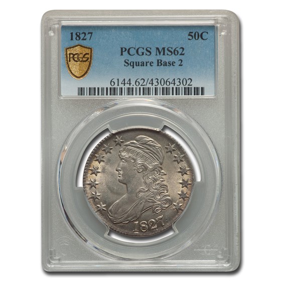 1827 Capped Bust Half Dollar MS-62 PCGS (Sq Base 2) 1827 Capped Bust Half Dollar MS-62 PCGS (Sq Base 2)