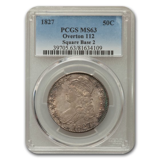 1827 Capped Bust Half Dollar MS-63 PCGS (Sq Base 2) 1827 Capped Bust Half Dollar MS-63 PCGS (Sq Base 2)