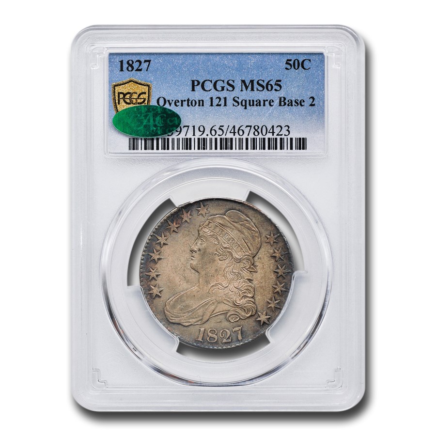 1827 Capped Bust Half Dollar MS-65 PCGS CAC (Sq. Base 2, O- 121)