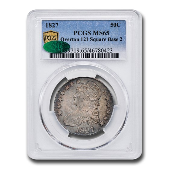 1827 Capped Bust Half Dollar MS-65 PCGS CAC (Sq. Base 2, O- 121)