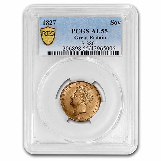 1827 Great Britain Gold Sovereign George IV AU-55 PCGS 1827 Great Britain Gold Sovereign George IV AU-55 PCGS