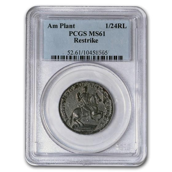 1828 American Plantation Restrike 1/24 Real MS-61 PCGS 1828 American Plantation Restrike 1/24 Real MS-61 PCGS