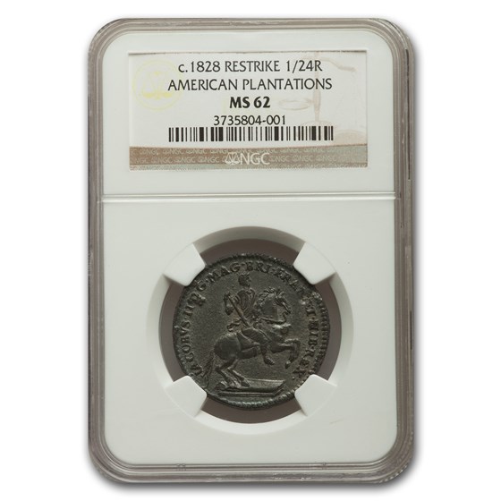 1828 American Plantation Restrike 1/24 Real MS-62 NGC 1828 American Plantation Restrike 1/24 Real MS-62 NGC