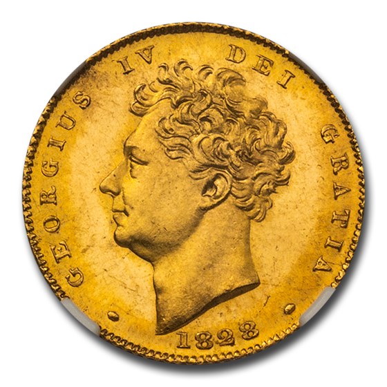 1828 Great Britain Gold Half-Sovereign George IV MS-63+ NGC 1828 Great Britain Gold Half-Sovereign George IV MS-63+ NGC