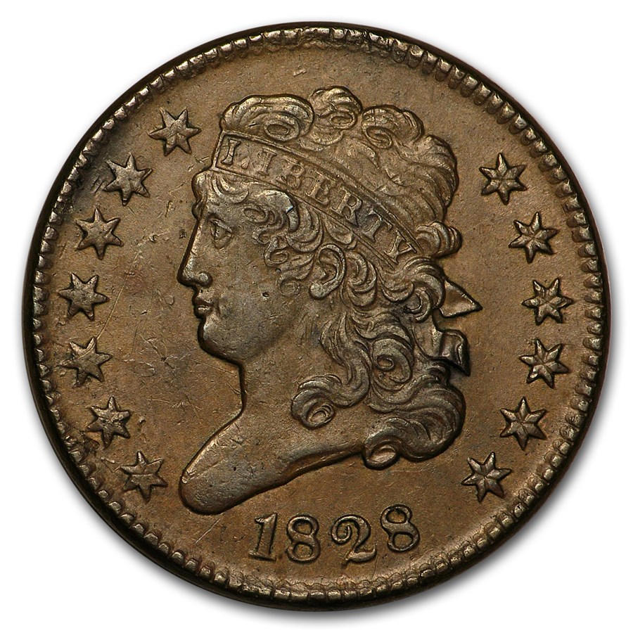 1828 Half Cent 13 Stars AU