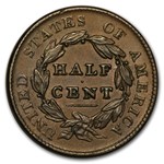1828 Half Cent 13 Stars AU