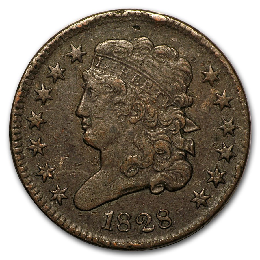 1828 Half Cent 13 Stars XF