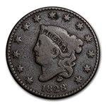 1828 Large Cent Lg Date Fine