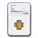 1829 $2.50 Capped Bust Gold Quarter Eagle AU-58 NGC (BD-1)