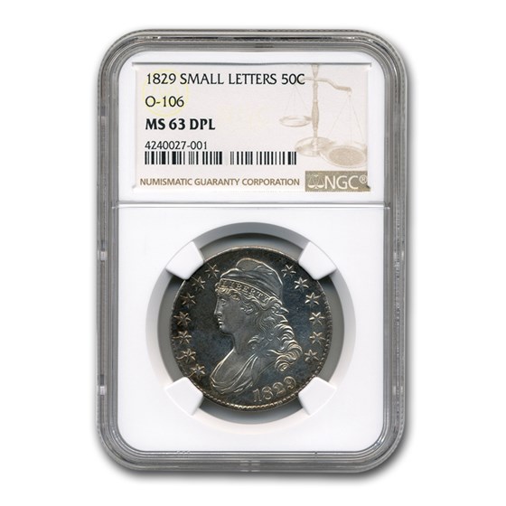 1829 Bust Half Dollar MS-63 DPL NGC (O-106, Sm Letters) 1829 Bust Half Dollar MS-63 DPL NGC (O-106, Sm Letters)