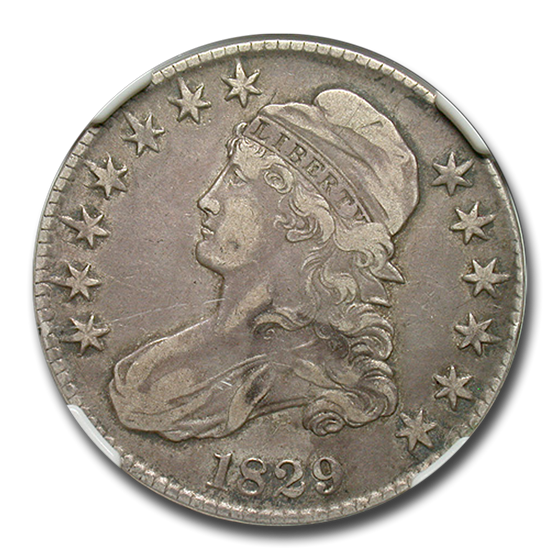 1829 Capped Bust Half Dollar VF-25 NGC (Small Letters O-105) 1829 Capped Bust Half Dollar VF-25 NGC (Small Letters O-105)