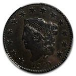 1829 Large Cent Medium Letters AU-55 CACG