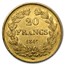 1830-1848 France Gold 20 Francs Louis Philippe AU