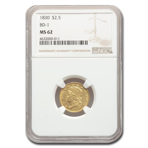 1830 $2.50 Capped Bust Gold Eagle MS-62 NGC (BD-1) 1830 $2.50 Capped Bust Gold Eagle MS-62 NGC (BD-1)