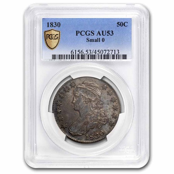 1830 Bust Half Dollar AU-53 PCGS (Small 0) 1830 Bust Half Dollar AU-53 PCGS (Small 0)
