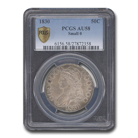 1830 Bust Half Dollar AU-58 PCGS (Small 0) 1830 Bust Half Dollar AU-58 PCGS (Small 0)
