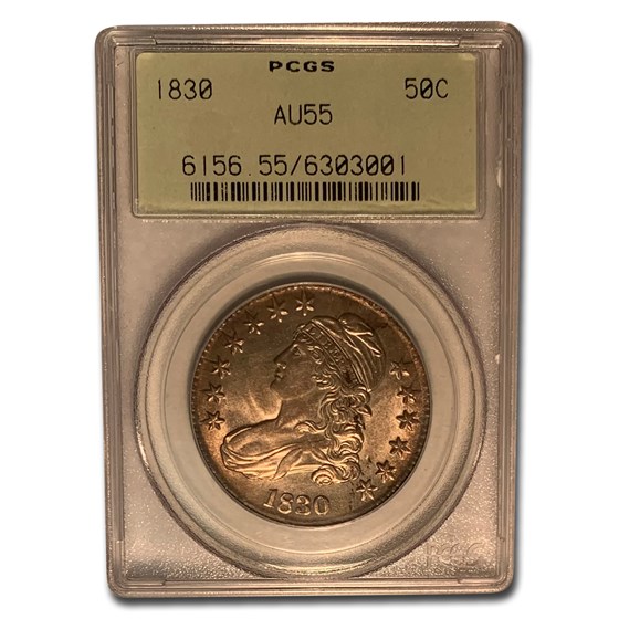 1830 Capped Bust Half Dollar AU-55 PCGS (Small 0) 1830 Capped Bust Half Dollar AU-55 PCGS (Small 0)