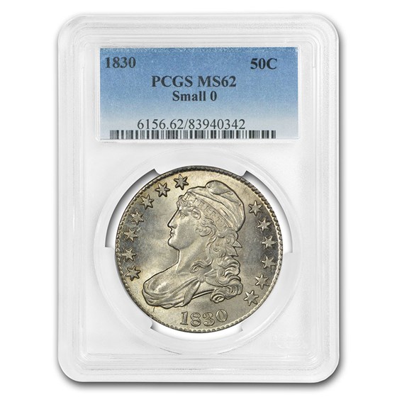 1830 Capped Bust Half Dollar MS-62 PCGS (Small 0) 1830 Capped Bust Half Dollar MS-62 PCGS (Small 0)