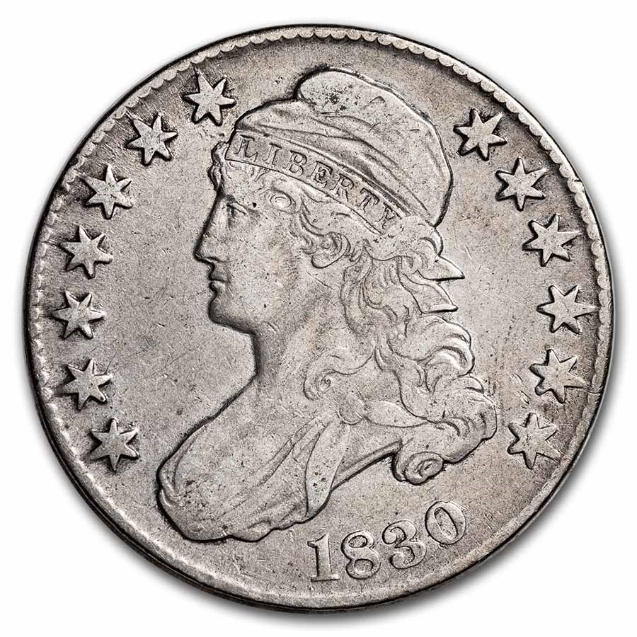 1830 Capped Bust Half Dollar VF Gold Silver Prices