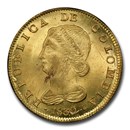 1830 RS Colombia Gold 8 Escudo MS-63 PCGS