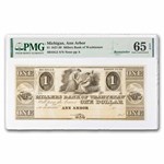 1830s $1 Miller's Bank of Washtenaw, Ann Arbor MI CU-65 EPQ PMG