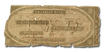1831 $2 The Franklin Bank of Boston,MA MA-190 VG 1831 $2 The Franklin Bank of Boston,MA MA-190 VG