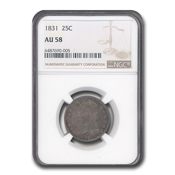 1831 Capped Bust Quarter AU-58 NGC (Small Letters)