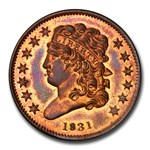 1831 Half Cent PR-65 PCGS CAC (RB, 1st Restrike Rev of 1836)