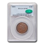 1831 Half Cent XF-45 PCGS CAC (Brown)