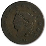 1831 Large Cent Medium Letters VG
