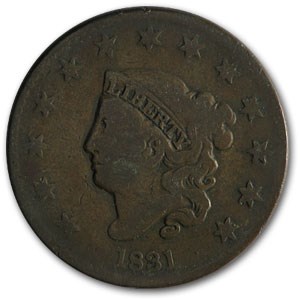 1831 Large Cent Medium Letters VG