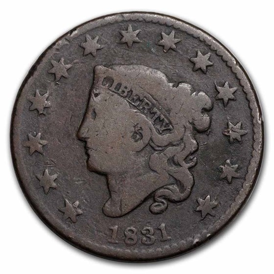 1831 Large Cent VG Details (Cleaned, Scratched)
