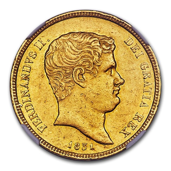 1831 Naples Gold 15 Ducati Ferdinando II AU-55 NGC 1831 Naples Gold 15 Ducati Ferdinando II AU-55 NGC