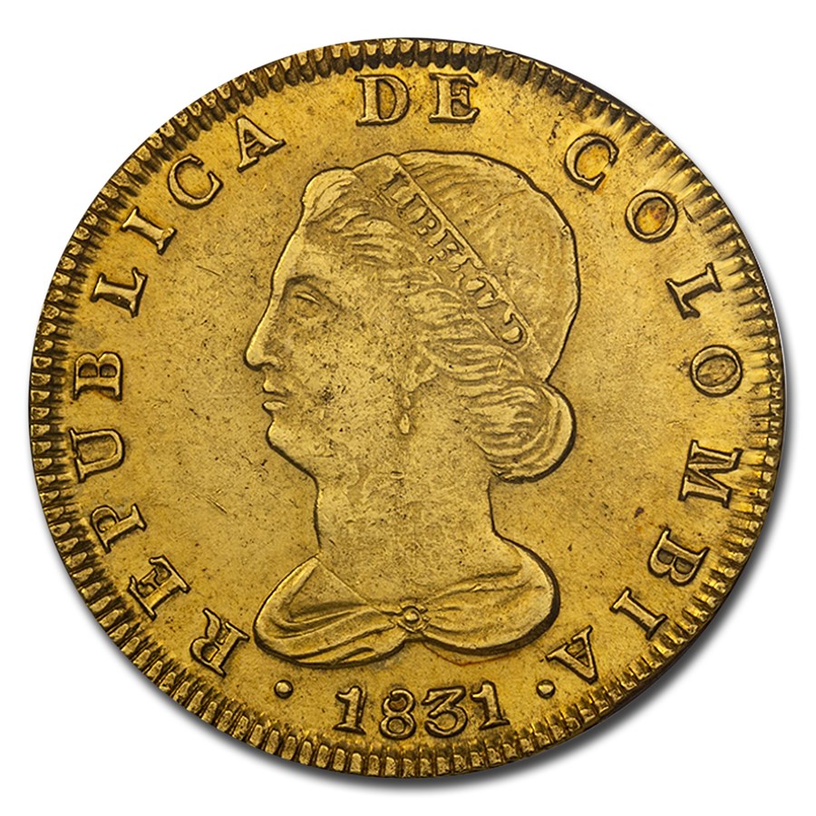 Buy 1831 RS Colombia Gold 8 Escudo MS-61 NGC | APMEX