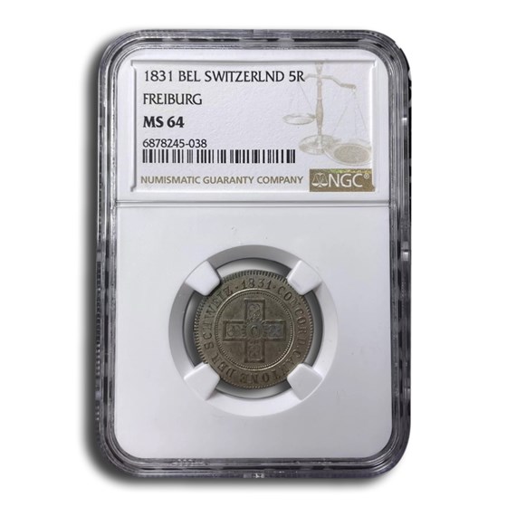 1831 Switzerland 5 Rappen MS-64 NGC (Freiburg) 1831 Switzerland 5 Rappen MS-64 NGC (Freiburg)